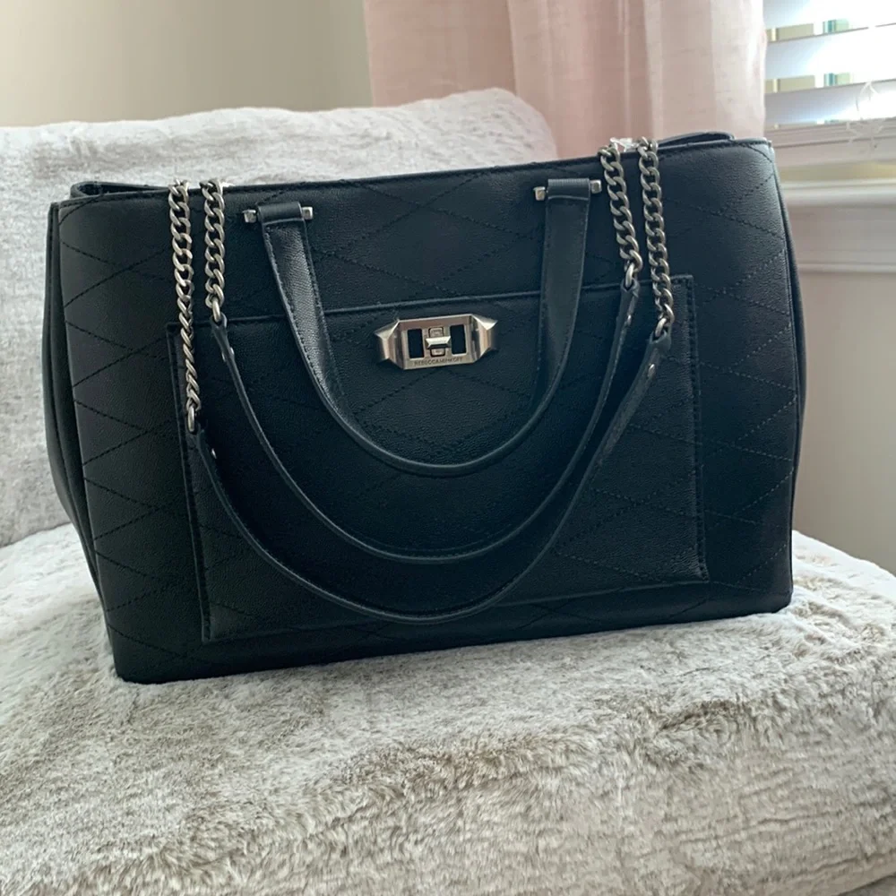 REBECCA MINKOFF | Je T’aime Work Bag Tote - Black Leather - Picture 1 of 17